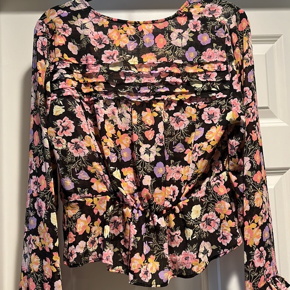 Free People Maybel Blouse in Black Combo Medium M - Picture 7 of 9